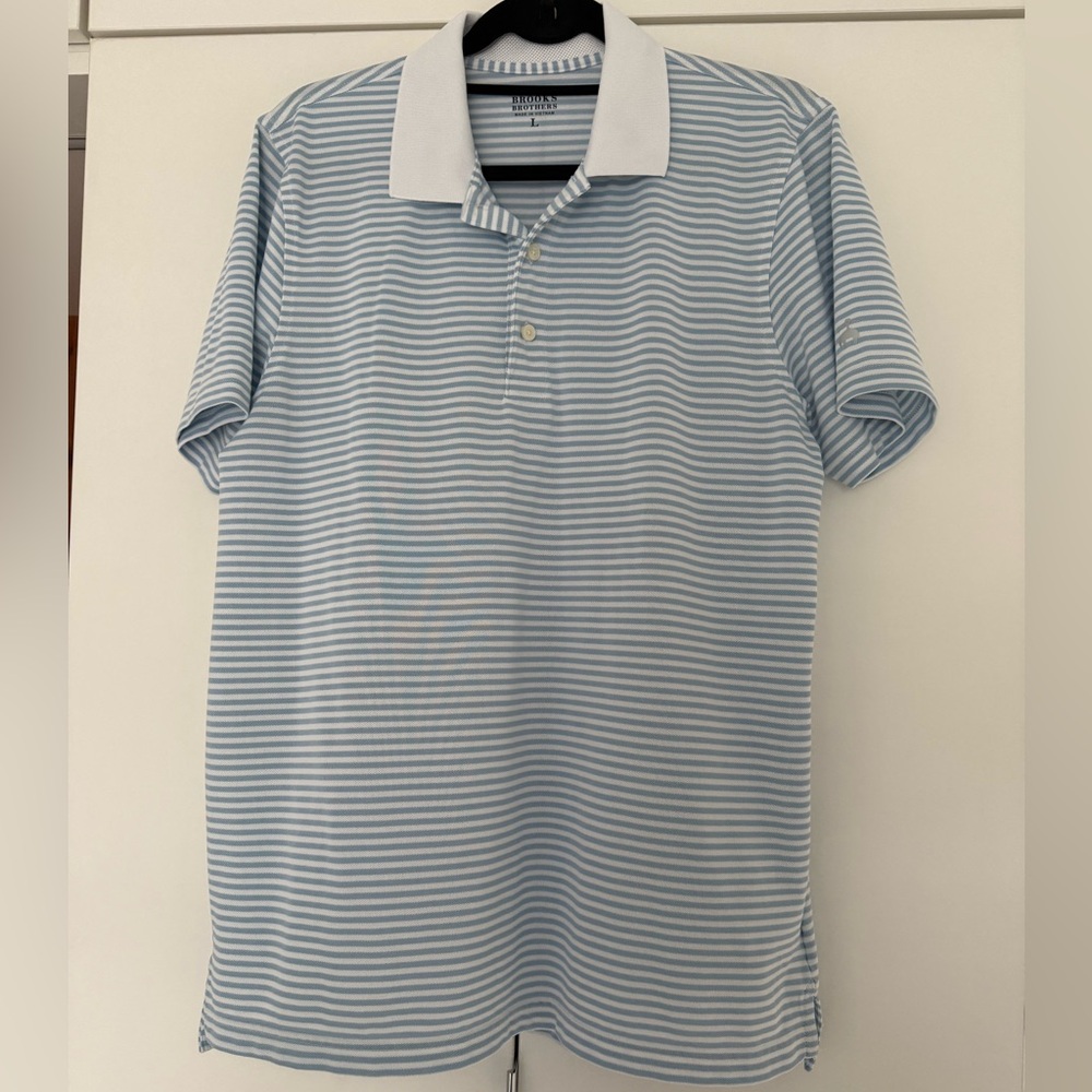 Brooks Brothers Blue and White Striped Polo Shirt